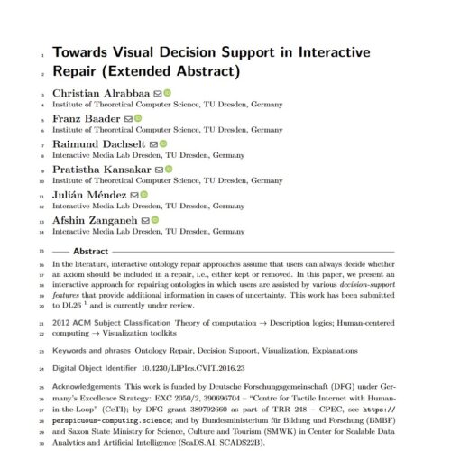 Towards Visual Decision Support in Interactive Repair (Extended Abstract)